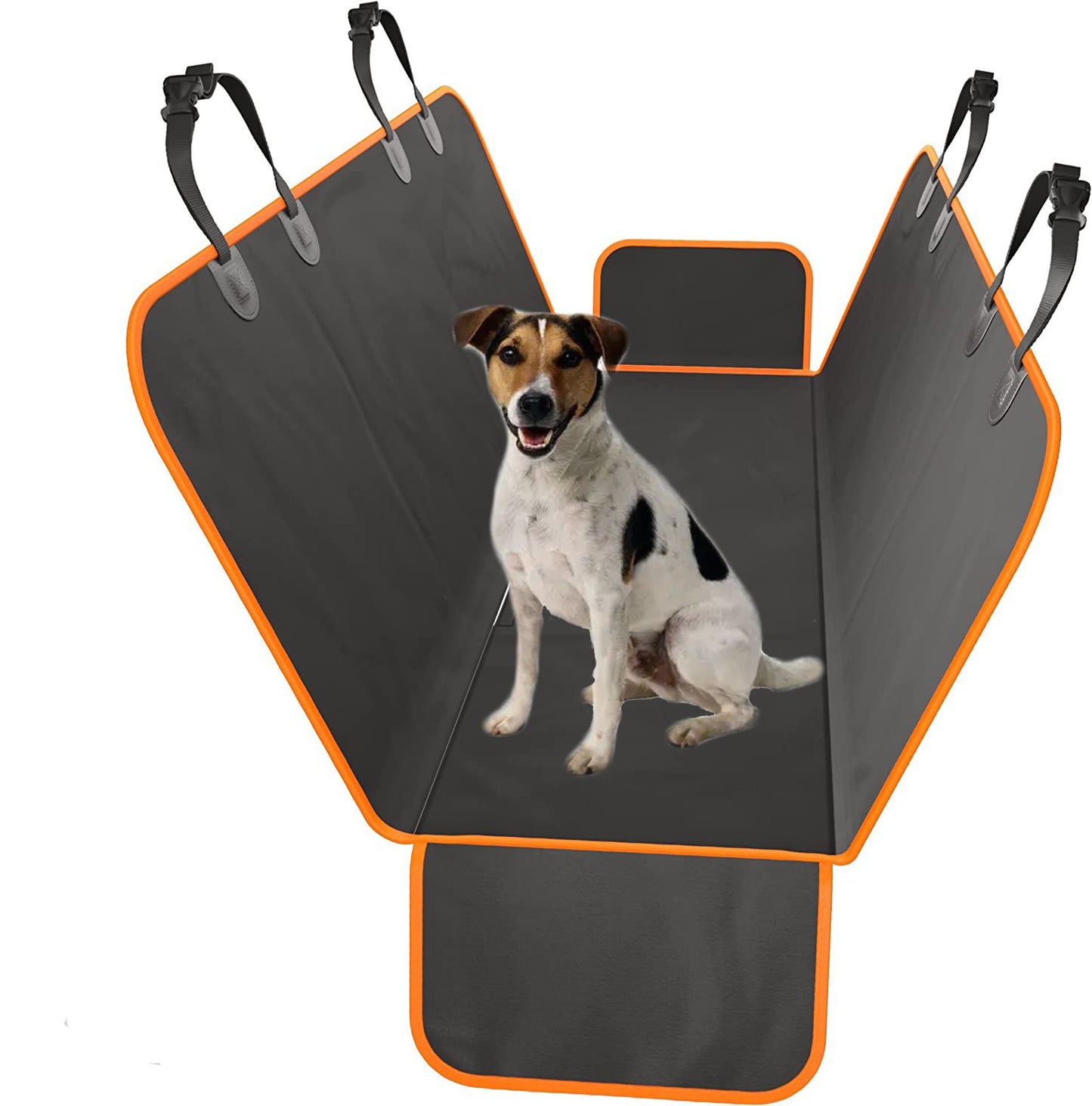 Wear resistant pet car mat by Purrfect Pet Kingdom with dog sitting on black protective cover