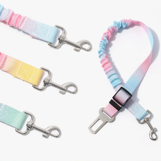 Purrfect Pet Kingdom Milou & Lumi Adjustable Pet Car Seat Belt (Pink&Orange) - Premium Pet Carriers & Strollers