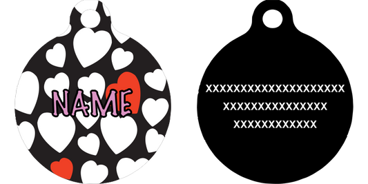 White Hearts HD Dog ID Tag