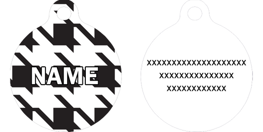 Houndstooth White and Black HD Dog ID Tag