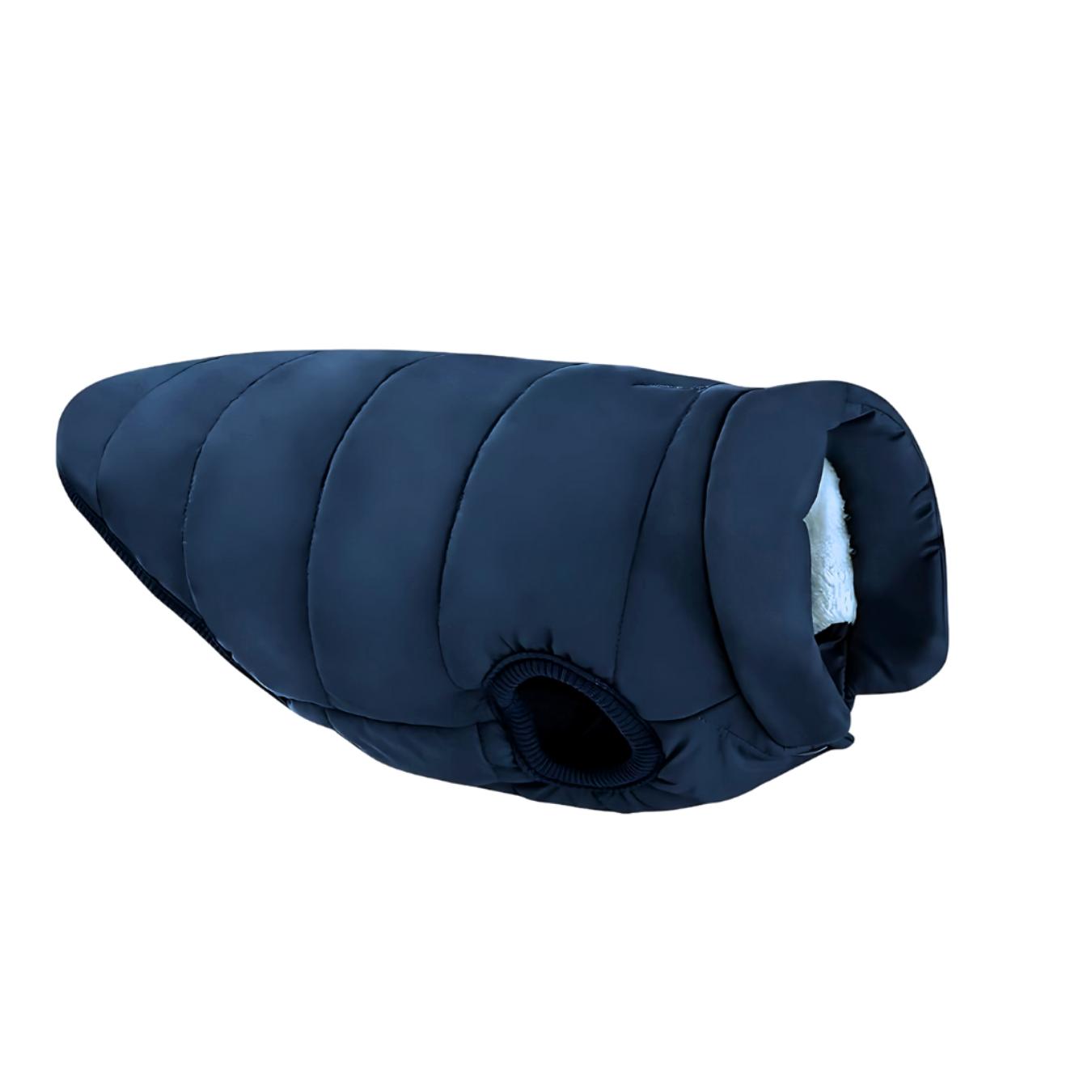 The Wild Paw luxury dog winter coat in navy blue, featuring a cozy design for warmth and comfort