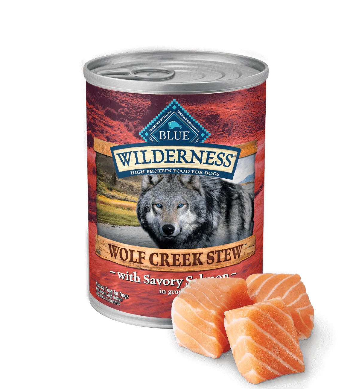 Blue Buffalo Wilderness Wolf Creek Stew Adult Dog Savory Salmon Stew Wet Dog Can (12.5oz) - Blue Buffalo Wet Dog Food - The Family Pet