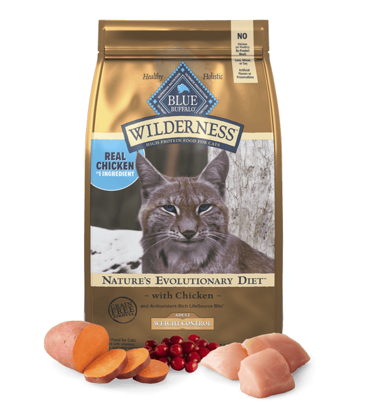 Blue Buffalo Wilderness Adult Grain - Free Weight Control Chicken Dry Cat Food (5lb) - Blue Buffalo Dry Cat Food - The Family Pet
