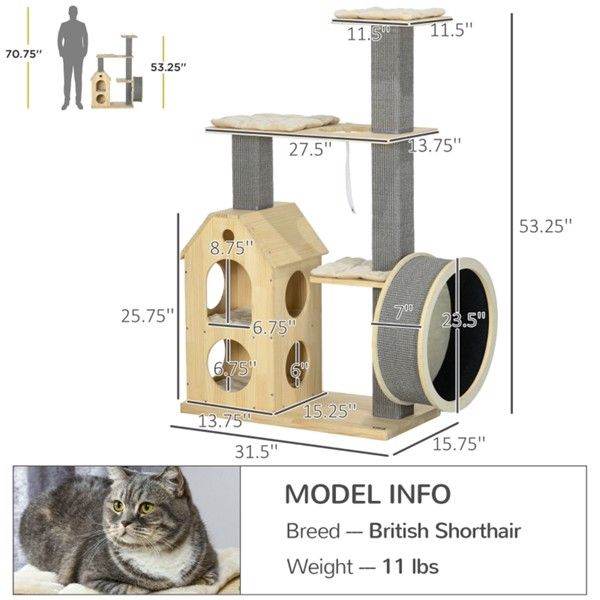 Purrfect Pet Kingdom Wooden Cat Tower Furniture Purrfect Pet Kingdom