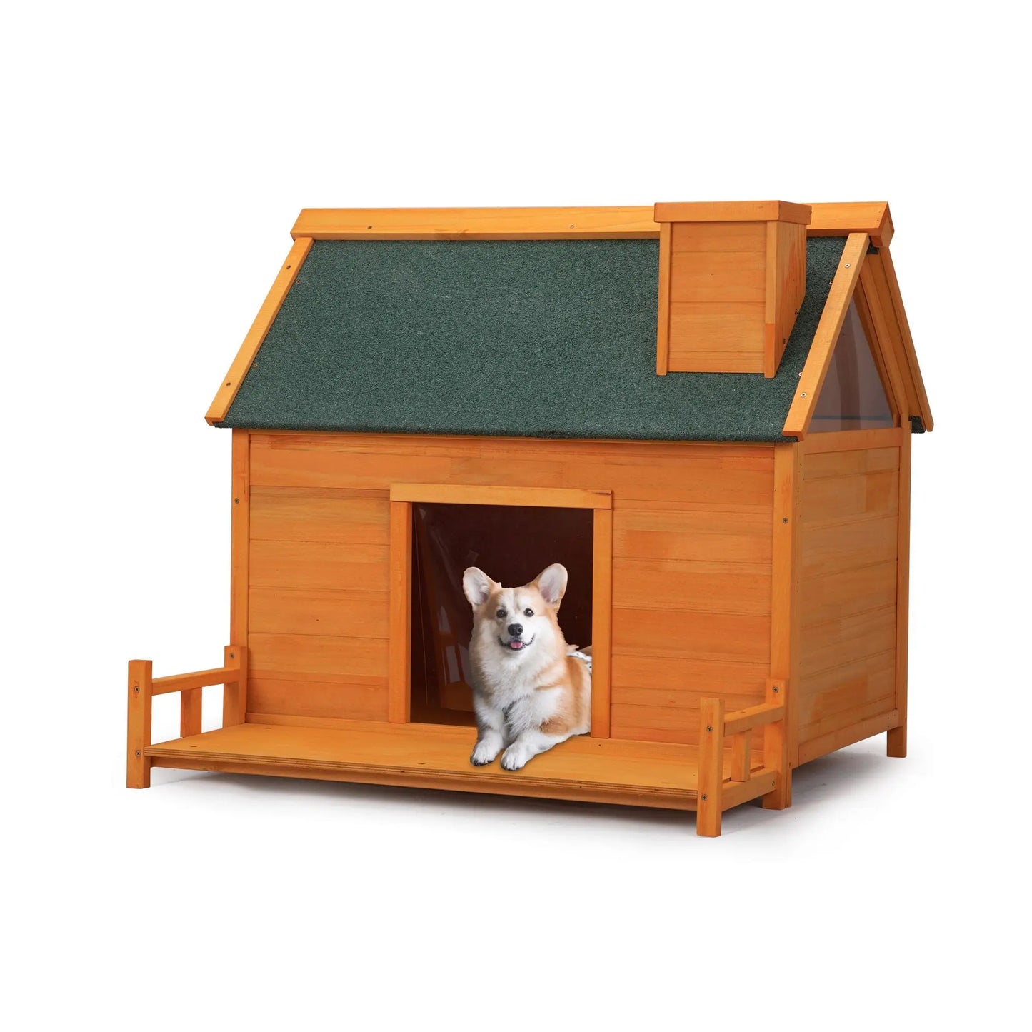 Purrfect Pet Kingdom Wooden Dog House with Platform Purrfect Pet Kingdom