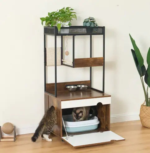 Cat Litter Box Enclosures With Cat Tree Tower - Ameraeon