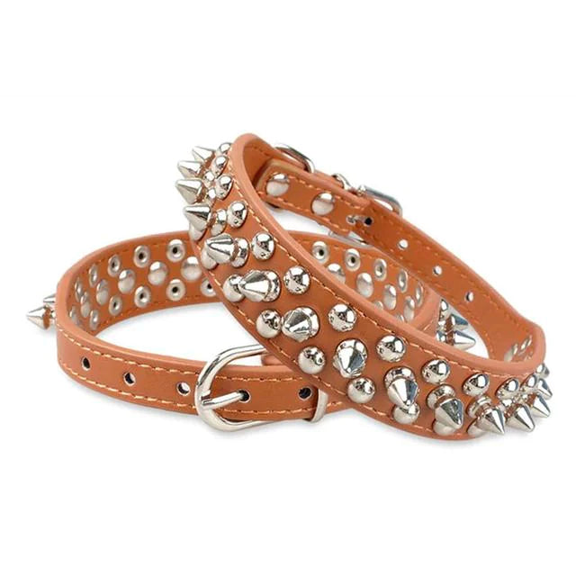 Rugged Leather Spiked Collar for Dogs and Cats - Ameraeon