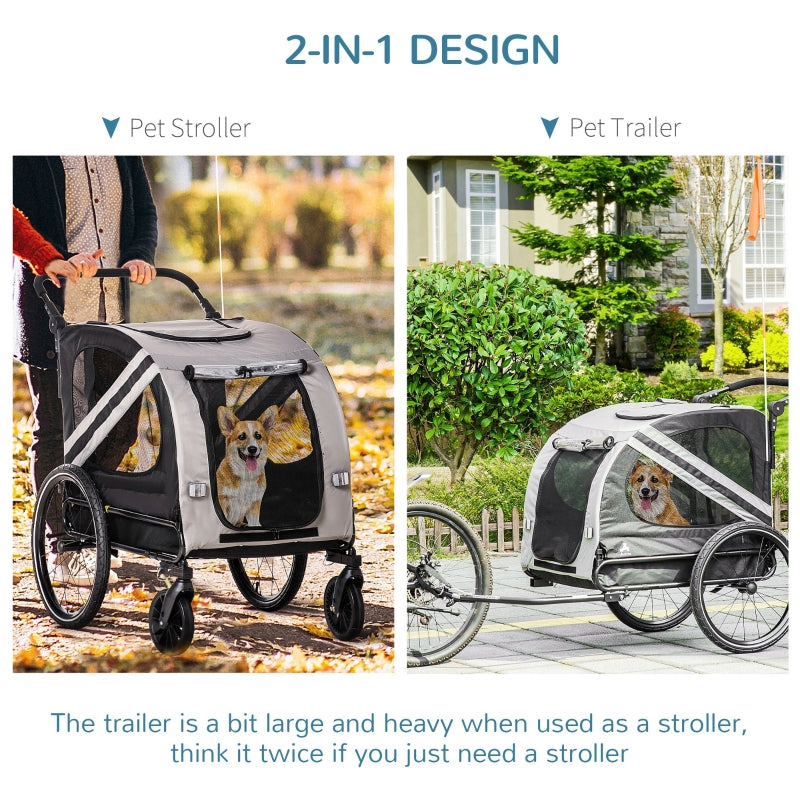 2-In-1 Pet Bike Trailer Stroller Jogging ๐ด