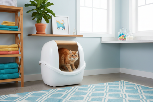 Clean and well-maintained cat litter box setup for stress-free feline hygiene at Purrfect Pet Kingdom