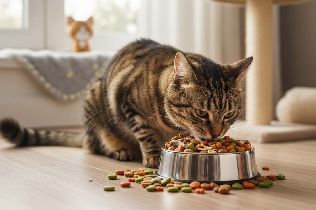  Healthy cat eating nutritious food from bowl - complete cat nutrition guide from kitten to senior