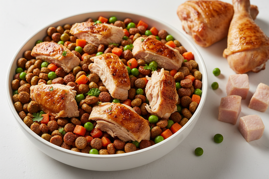 Premium chicken dog food with fresh chicken showing high-protein benefits and top recommendations