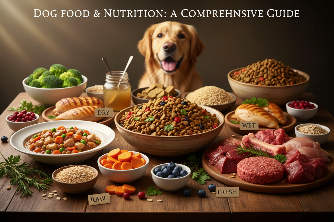 Majestic Dog With Ancient Scroll And Premium Care Items - Royal Codex Dog Care Guide - Purrfect Pet Kingdom