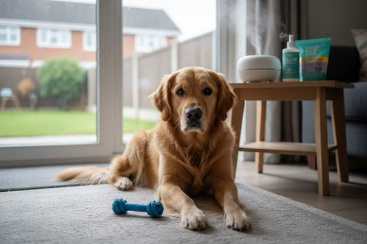 Dog showing separation anxiety signs and causes with calming solutions for anxious dogs