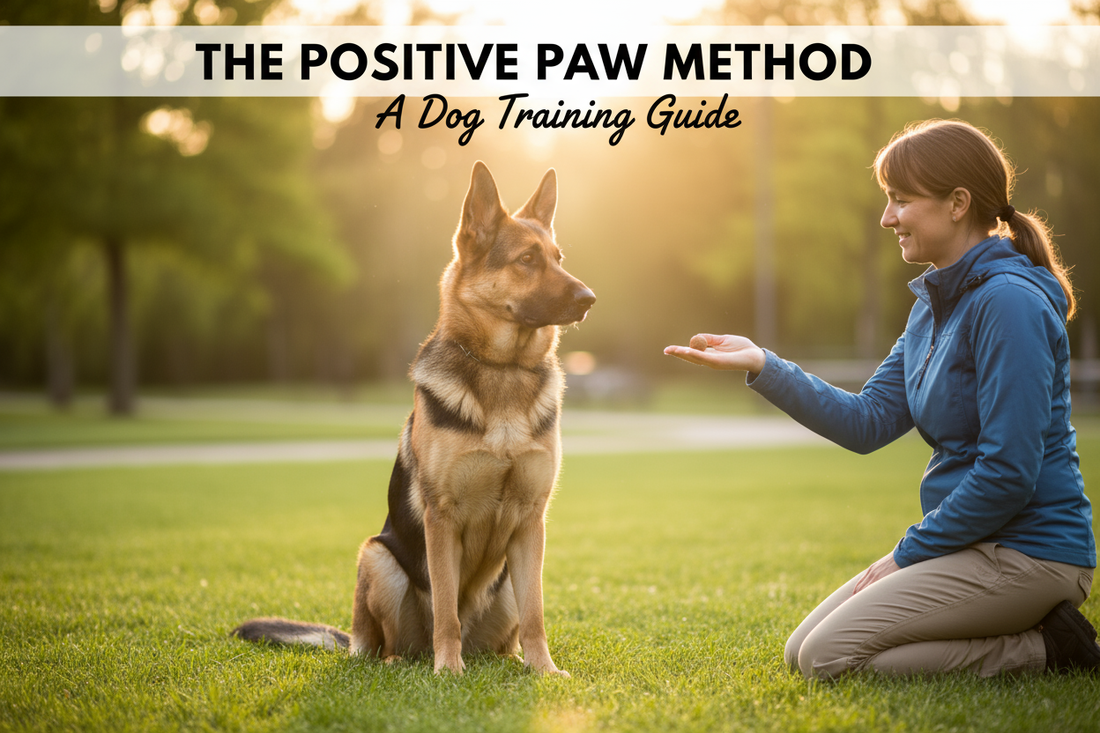Attentive Dog In Perfect Training Position With Trainer - Complete Dog Training Guide - Purrfect Pet Kingdom