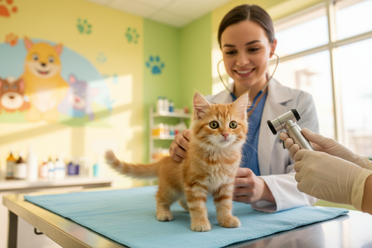 Attentive owner monitoring kitten health signs and wellness at Purrfect Pet Kingdom