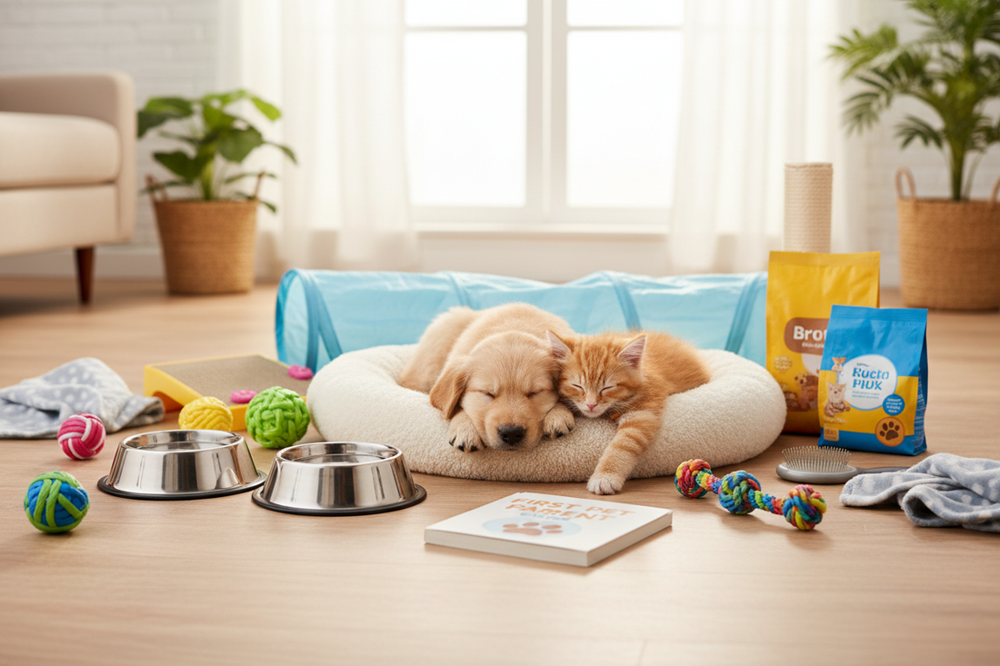Adorable Puppy And Kitten With Starter Supplies - New Pet Parent Guide - Purrfect Pet Kingdom