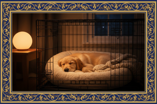 Puppy successfully mastering nighttime potty training with expert guidance from Purrfect Pet Kingdom