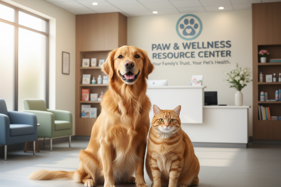 2025 Complete Pet Care Resource Center featuring a dog and cat in a welcoming space for pet health needs
