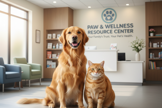 2025 Complete Pet Care Resource Center featuring a dog and cat in a welcoming space for pet health needs