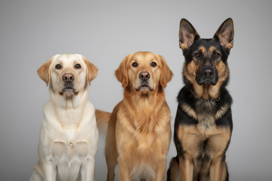 Popular dog breeds including Labrador Golden Retriever and German Shepherd showing top breeds and characteristics