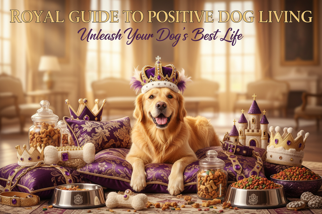 Happy Dog With Playful Crown And Premium Toys - Royal Guide To Paws-itive Living - Purrfect Pet Kingdom