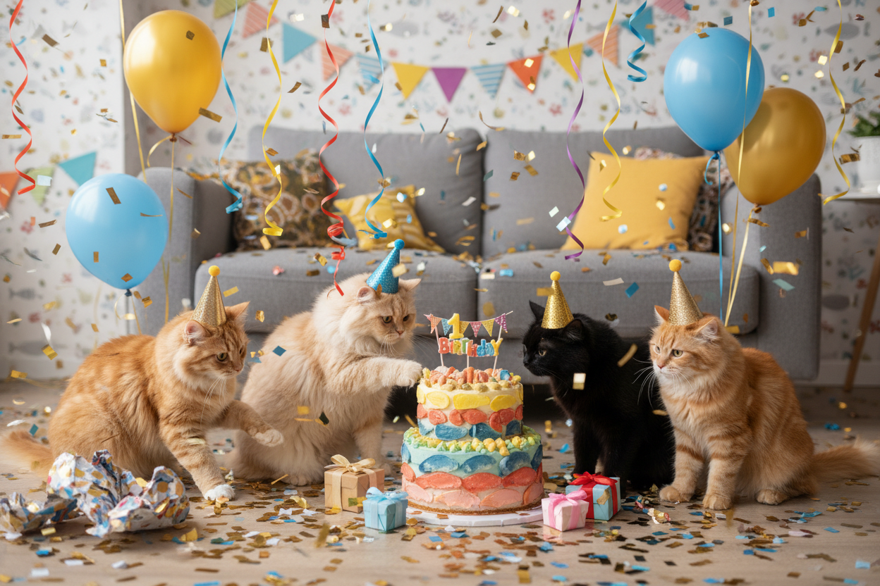 Birthday Cat Party Accessories Celebration Toys Treats Festive Products