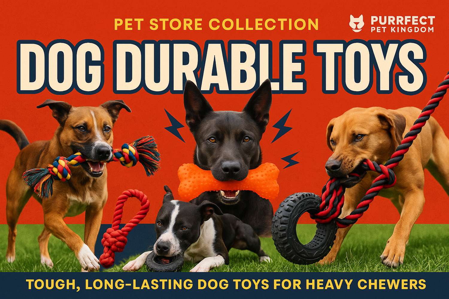 Pet Store Collection of Dog Durable Toys for Tough, Long-Lasting Playtime for Heavy Chewers