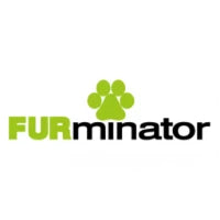 A golden retriever enjoying a gentle brush with a FURminator tool, professional grooming setting, soft warm light.