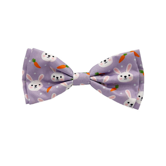 Funny Bunny & Carrots Purple Dog Bow Tie - 2 sizes