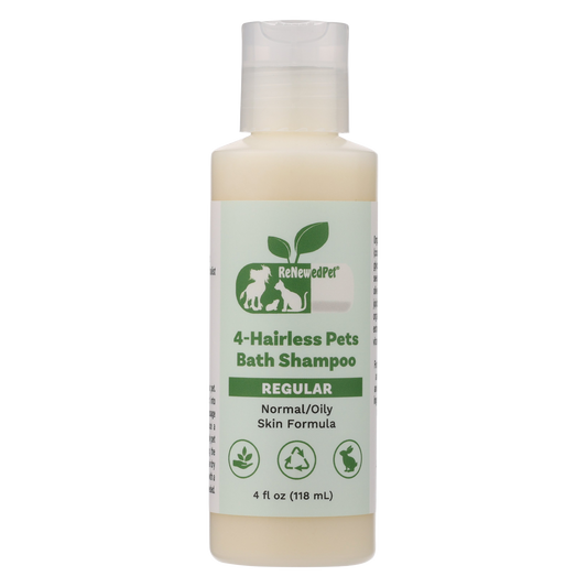 4 - HAIRLESS PETS PETS REGULAR SHAMPOO - 4 Nudie Pets - ReNewedPet - HALF SIZE 4 OZ. ($4.48/oz.) - 4HREGBATHSHAMP4OZ