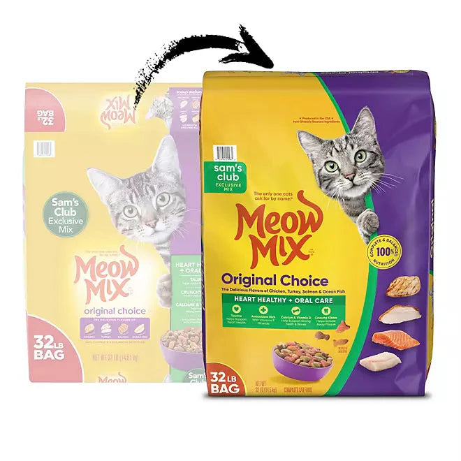 Cat Food Dry Original Choice 32 Lbs Meow Mix 🥘