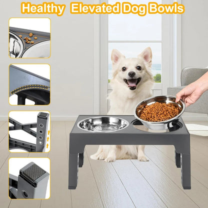 Ergonomic Adjustable Ceramic Pet Bowls for Cats and Dogs
