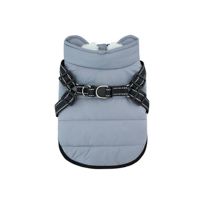 Insulated Fleece-lined Dog Vest With Chest And Back Zipper