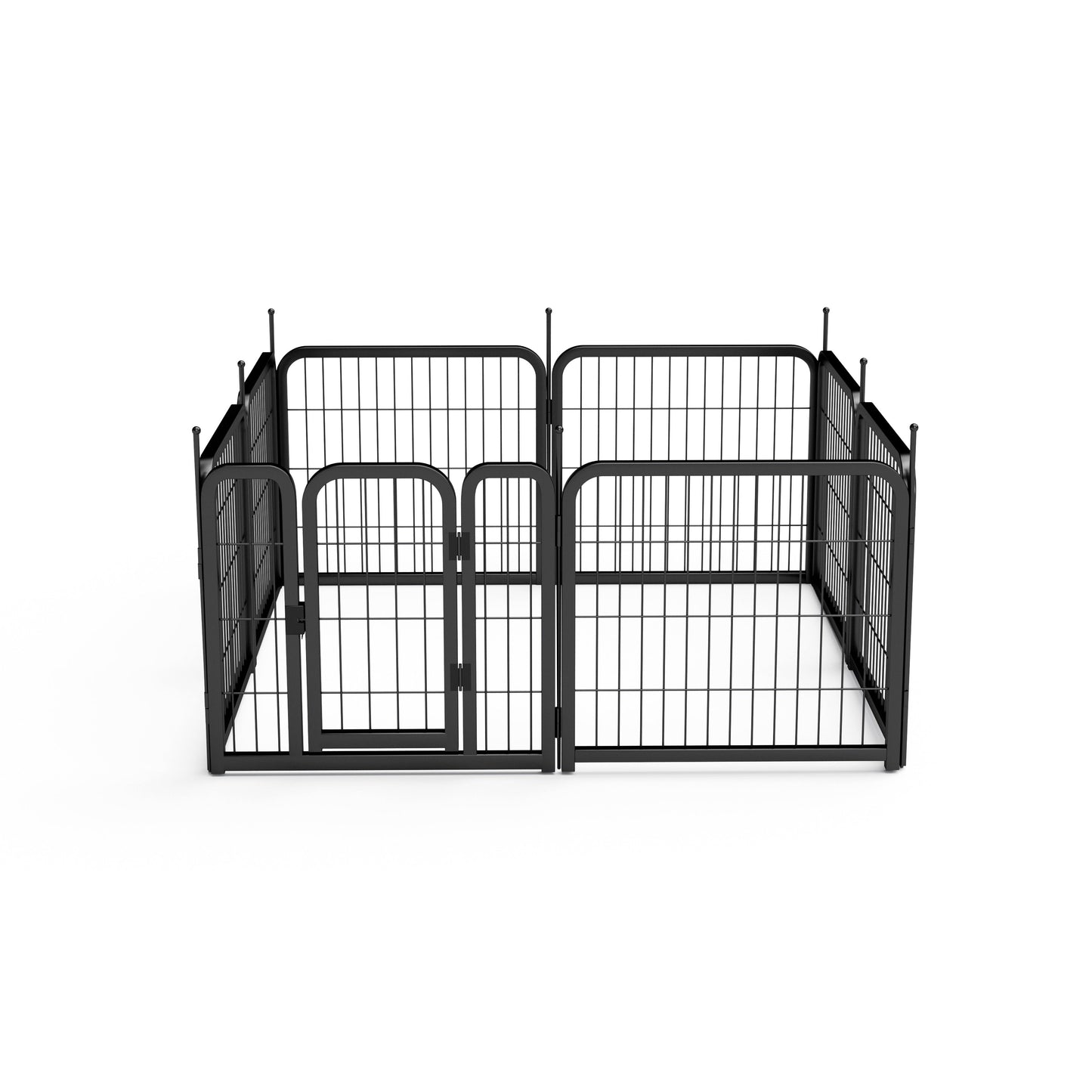 8-panel dog fence, 24 inch small dog pet fence, portable indoor pet game fence. Black, 22.2 inches wide x 23.6 inches high. - Purrfect Pet Kingdom