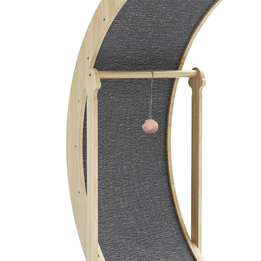 Indoor cat treadmill with carpet, tear device and latch natural wood, 39.4 inches long x 13.2 inches wide x 41.3 inches high - Purrfect Pet Kingdom