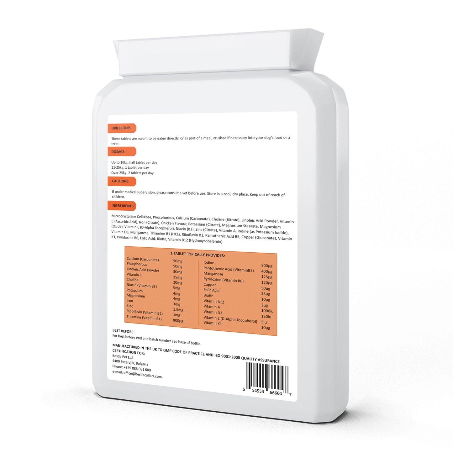 Dog Vitamins-Bestia Dog Sport VitaMAX Multi-Vitamin Support