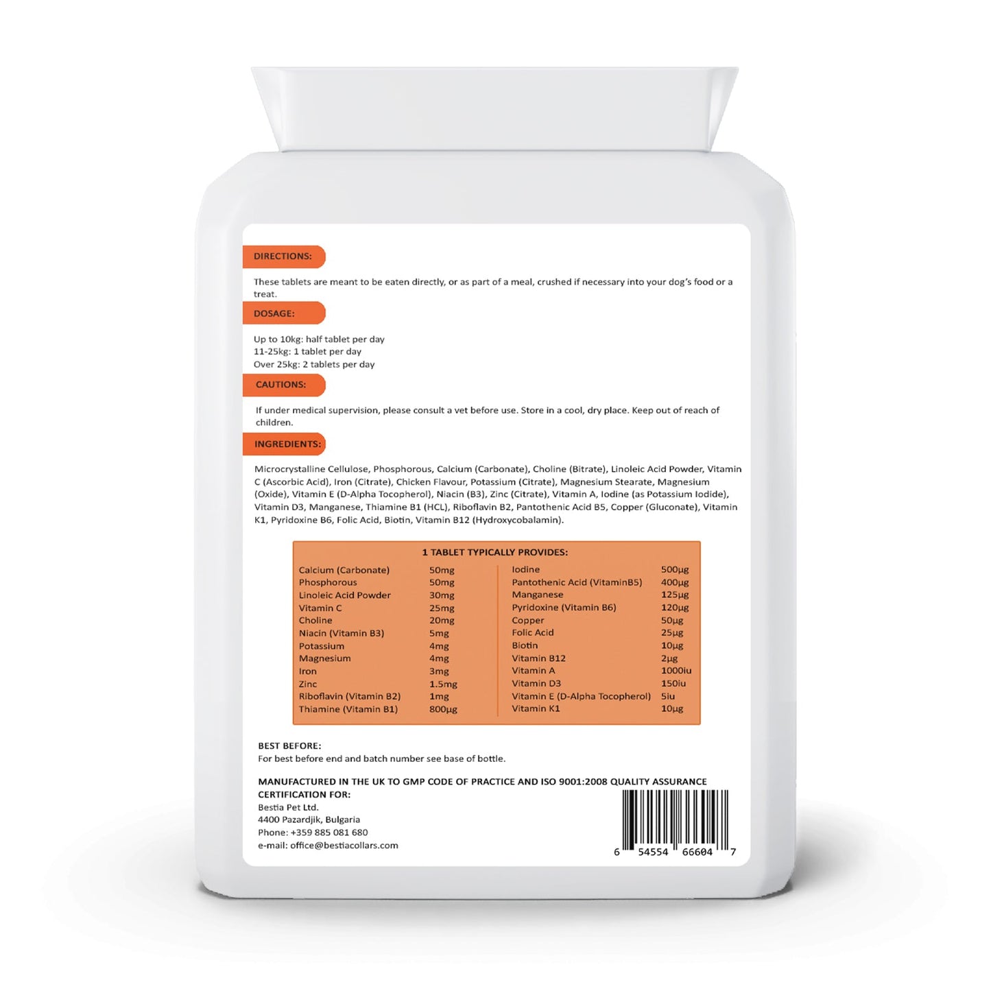 Dog Vitamins-Bestia Dog Sport VitaMAX Multi-Vitamin Support