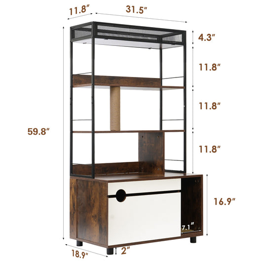 Cat Litter Box Enclosure with Shelves,Hidden Litter Box with