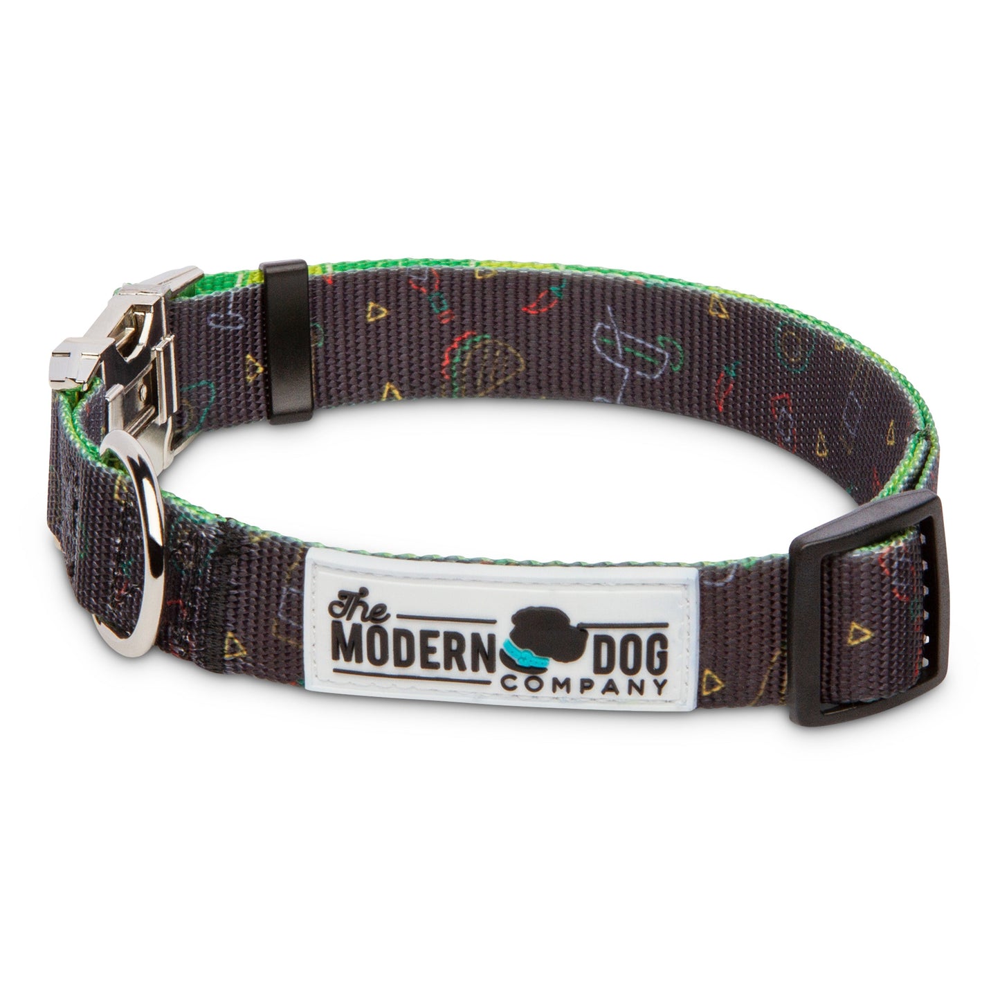 Dog Collar Retro Taco Tuesday Print Adjustable Metal