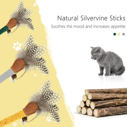 Cat Chew Sticks Catnip Chew Toys With Feather Funny Cat