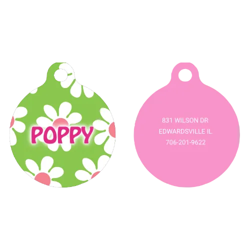 Green Daisy HD Dog ID Tag