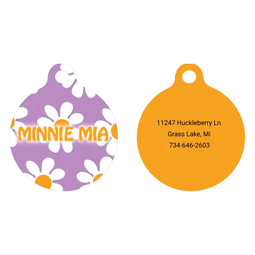 Lavender Daisy HD Dog ID Tag