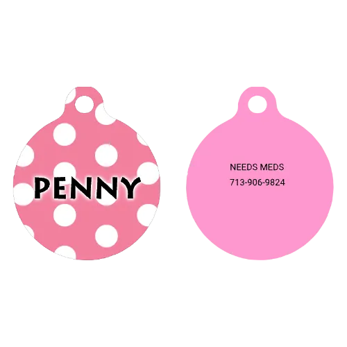 New Pink Polka Dot HD Dog ID Tag