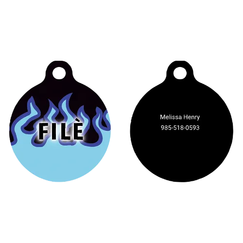 Blue Flames HD Dog ID Tag