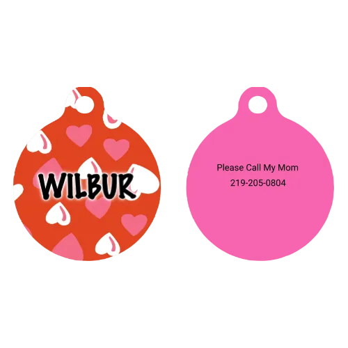 Red Hearts HD Dog ID Tag
