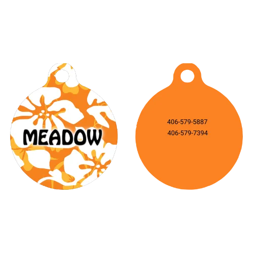 Island Floral Orange HD Dog ID Tag
