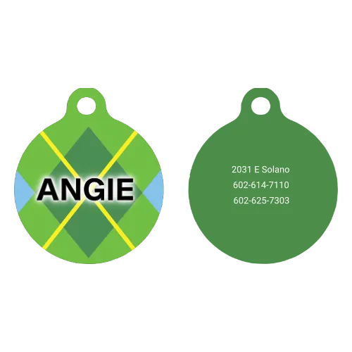 Lime Argyle HD Dog ID Tag