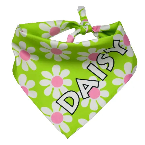 Personalized Green Daisy Dog Bandana