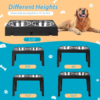 Elevated Dog Bowl Stand Stainless Steel Raised Feeder 🍽️