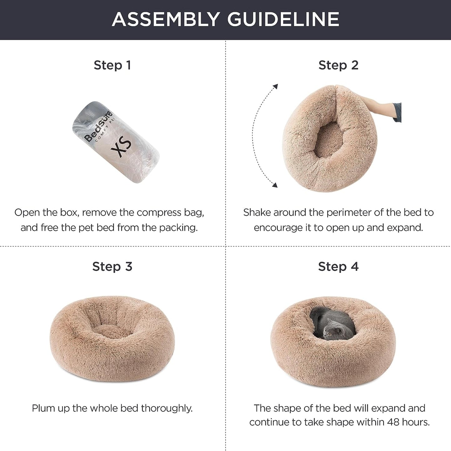 Pet Bed Anti-Slip Round Fluffy Plush Faux Fur 15 Lbs 🛏️